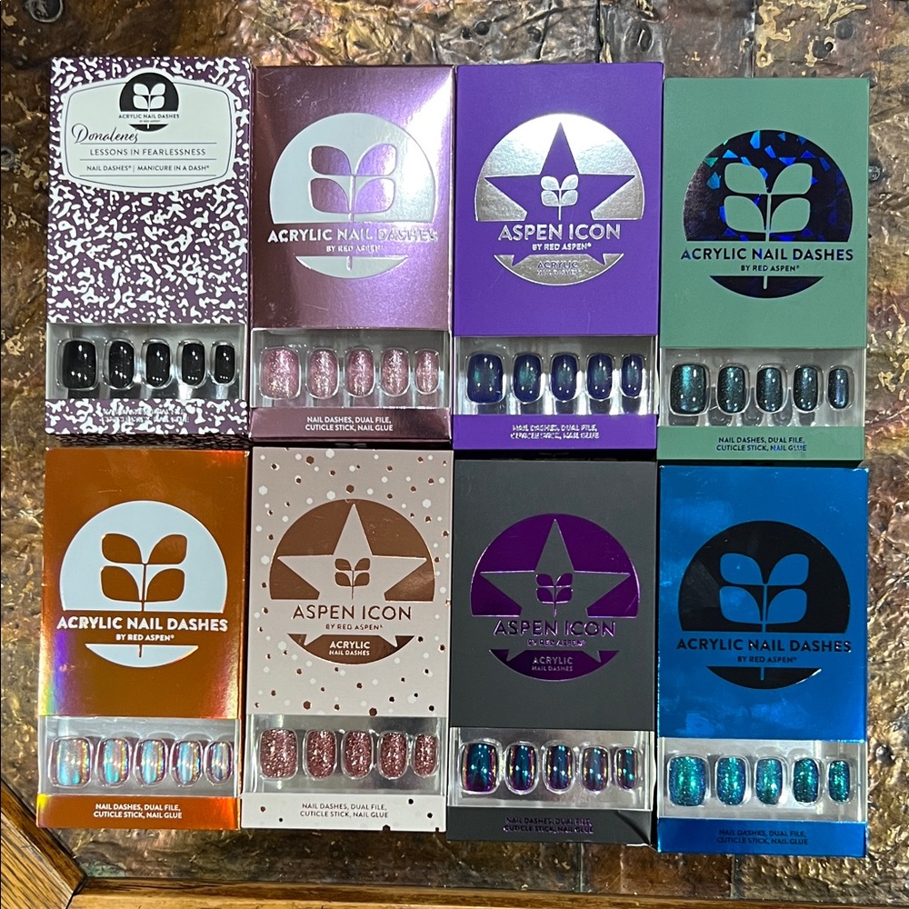 Aspen Icon Acrylic Nail Dashes Set - Black, Purple, Blue, Gold